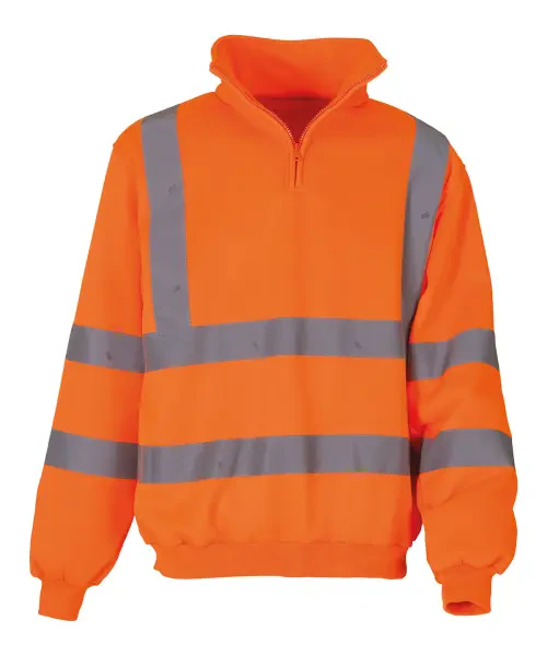 Yoko Hi-Vis Quarter Zip Sweatshirt (HVK06) Orange