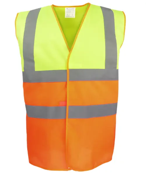 Yoko Hi-Vis Two-Tone Waistcoat (HVW122) Yellow/Orange