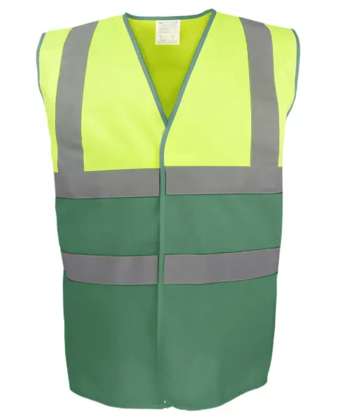 Yoko Hi-Vis Two-Tone Waistcoat (HVW122) Yellow/Paramedic Green