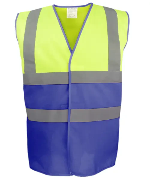 Yoko Hi-Vis Two-Tone Waistcoat (HVW122) Yellow/Royal Blue