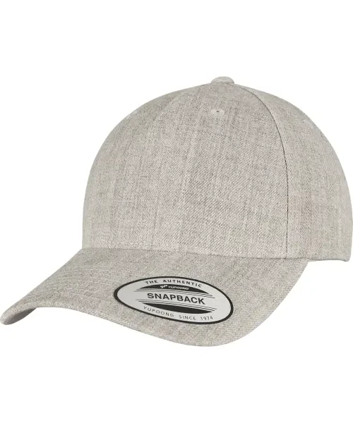 Flexfit by Yupoong YP Classics 5-Panel Premium Curved Visor Snapback Cap (5789M) Heather Grey