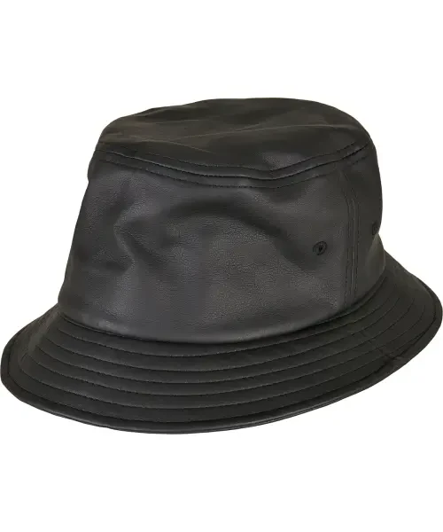 Flexfit by Yupoong Imitation Leather Bucket Hat (5003IL) Black