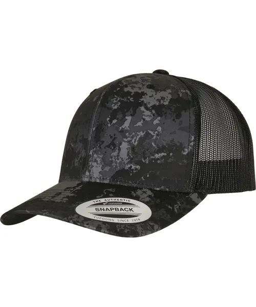 Flexfit by Yupoong YP Classics Veil Camo Retro Trucker Cap (6606VC) Poseidon Black